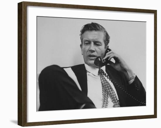 Mayor John V. Lindsay Talking on the Telephone in His Office-John Dominis-Framed Photographic Print