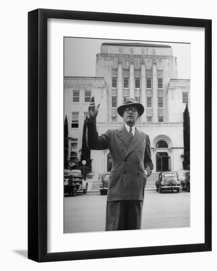 Mayor of San Angelo Harvey H. Allen Standing in Front of City Hall-null-Framed Photographic Print