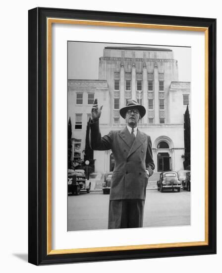 Mayor of San Angelo Harvey H. Allen Standing in Front of City Hall-null-Framed Photographic Print