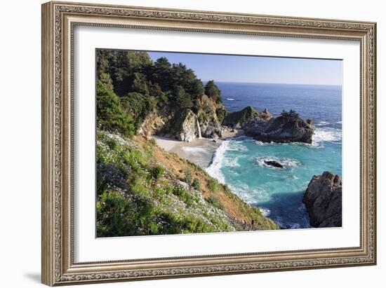 Mc Way Creek Falls, Big Sur, California-George Oze-Framed Photographic Print