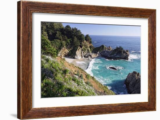Mc Way Creek Falls, Big Sur, California-George Oze-Framed Photographic Print