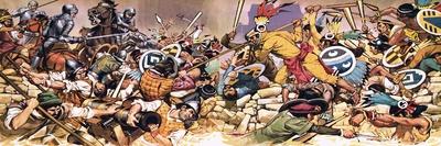 Spaniards under Attack from Aztecs-Mcbride-Giclee Print