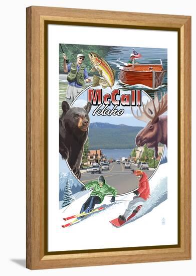 McCall, Idaho - Montage-Lantern Press-Framed Stretched Canvas