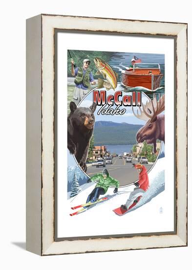 McCall, Idaho - Montage-Lantern Press-Framed Stretched Canvas