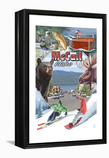 McCall, Idaho - Montage-Lantern Press-Framed Stretched Canvas