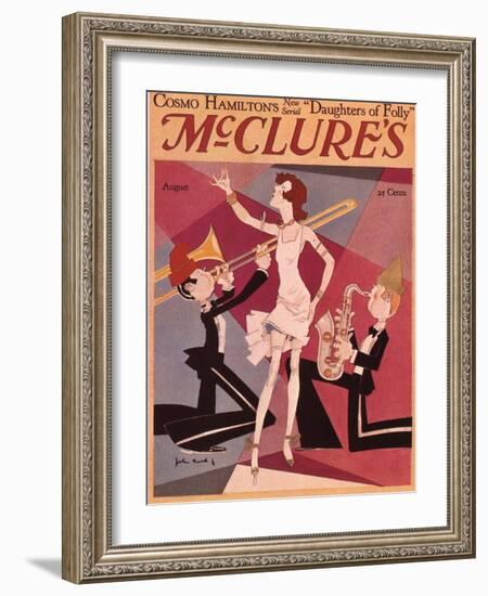 McClures, Trombones Saxophones Instruments Singers Magazine, USA, 1920-null-Framed Giclee Print