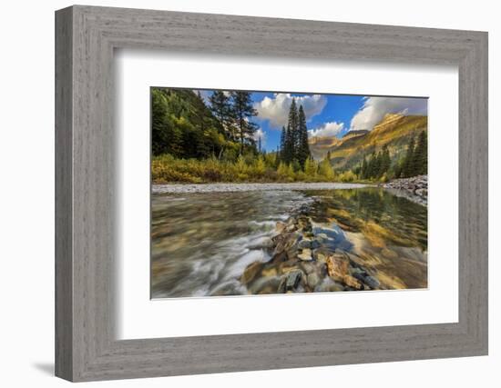 Mcdonald Creek with the Garden Wall in Glacier National Park, Montana, Usa-Chuck Haney-Framed Photographic Print