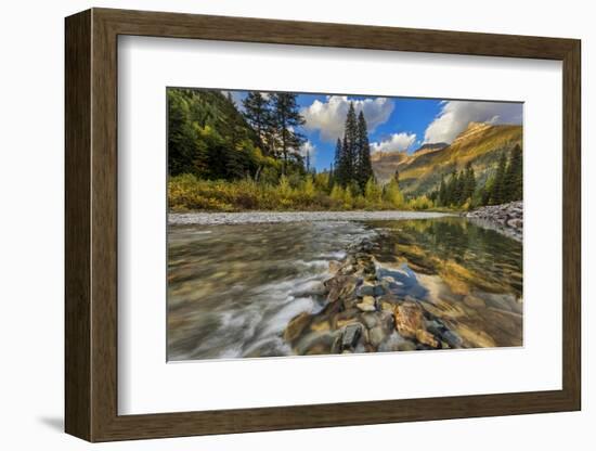 Mcdonald Creek with the Garden Wall in Glacier National Park, Montana, Usa-Chuck Haney-Framed Photographic Print