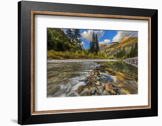 Mcdonald Creek with the Garden Wall in Glacier National Park, Montana, Usa-Chuck Haney-Framed Photographic Print