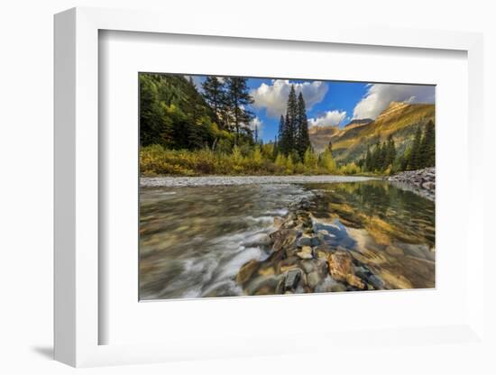 Mcdonald Creek with the Garden Wall in Glacier National Park, Montana, Usa-Chuck Haney-Framed Photographic Print