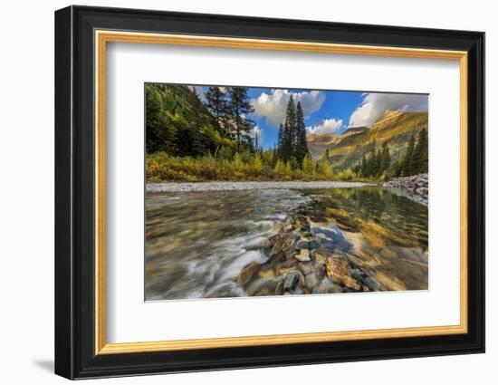 Mcdonald Creek with the Garden Wall in Glacier National Park, Montana, Usa-Chuck Haney-Framed Photographic Print