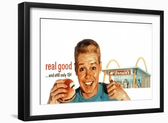 McDonald's Restaurant Advertisement from the 1950's, McDonald's Corp-null-Framed Art Print