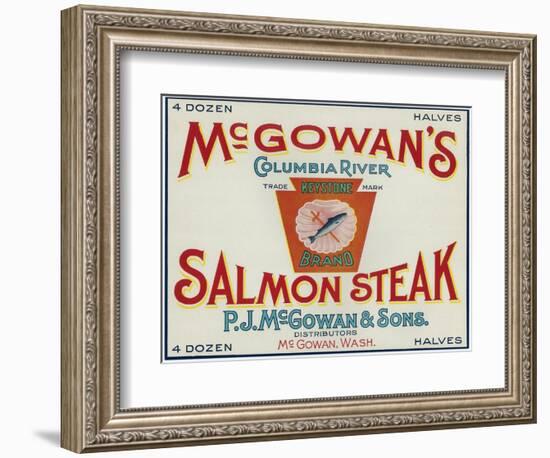 McGowan, Washington - Keystone Salmon Case Label-Lantern Press-Framed Art Print