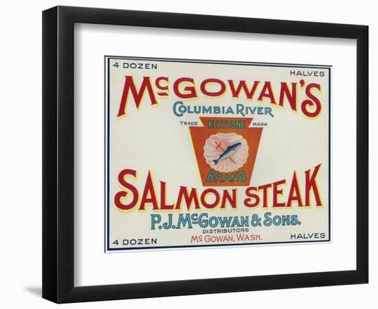 McGowan, Washington - Keystone Salmon Case Label-Lantern Press-Framed Art Print