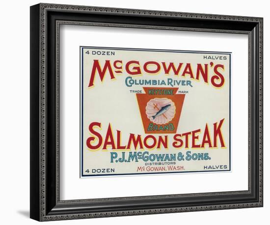 McGowan, Washington - Keystone Salmon Case Label-Lantern Press-Framed Art Print