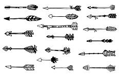 Doodle Hand Drawn Arrows Set. Vector Hand Drawn Sketch. Hunting Doodles-mcherevan-Framed Art Print