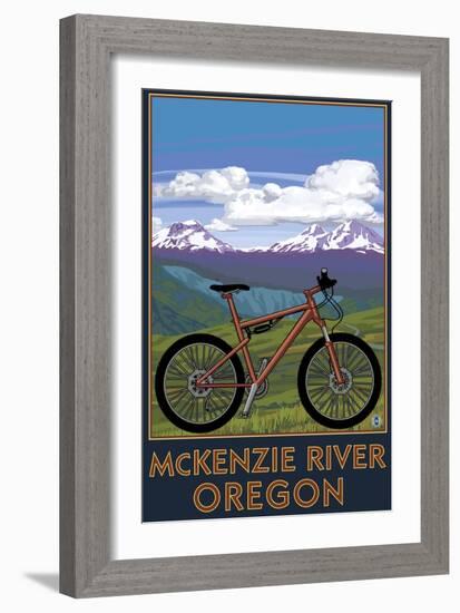 McKenzie River, Bicycle Scene-Lantern Press-Framed Art Print