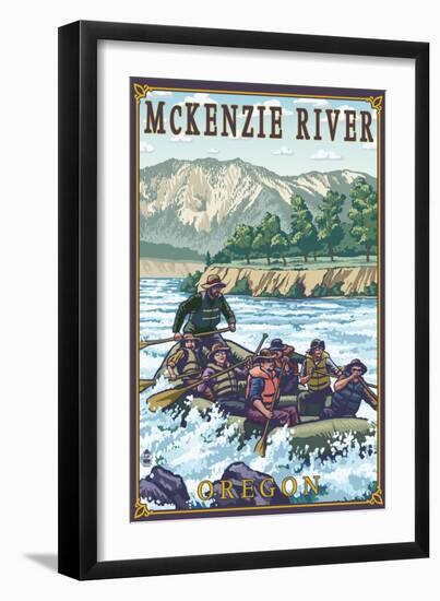 McKenzie River, Oregon - Rafting Scene-Lantern Press-Framed Art Print
