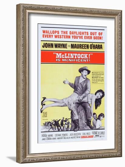 Mclintock!, John Wayne, Maureen O'Hara, Patrick Wayne, Stefanie Powers, 1963-null-Framed Art Print