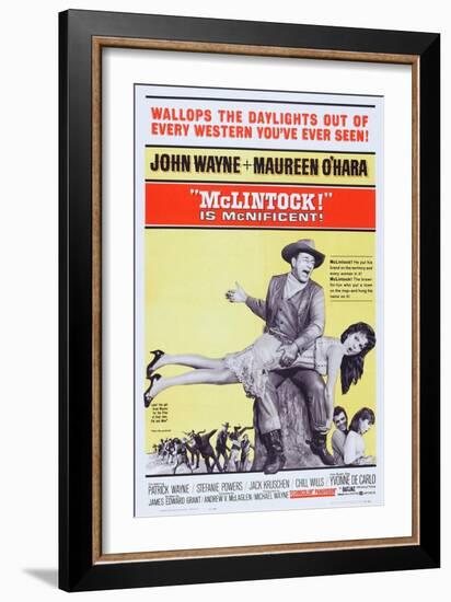 Mclintock!, John Wayne, Maureen O'Hara, Patrick Wayne, Stefanie Powers, 1963-null-Framed Art Print