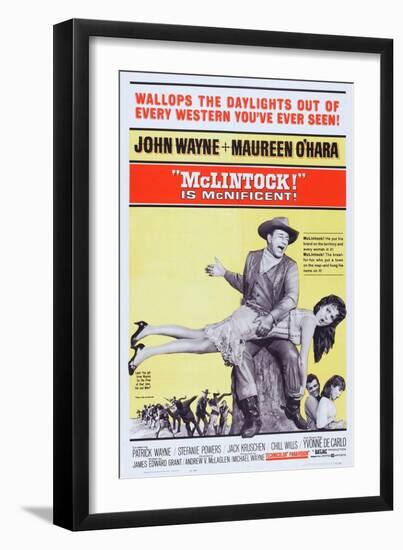 Mclintock!, John Wayne, Maureen O'Hara, Patrick Wayne, Stefanie Powers, 1963-null-Framed Art Print