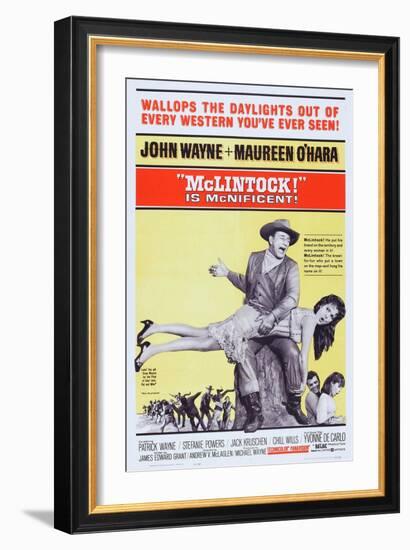 Mclintock!, John Wayne, Maureen O'Hara, Patrick Wayne, Stefanie Powers, 1963-null-Framed Premium Giclee Print