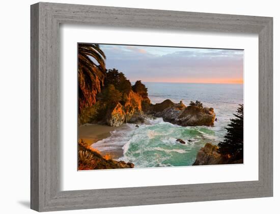 Mcway Falls in Big Sur Calif.-null-Framed Art Print