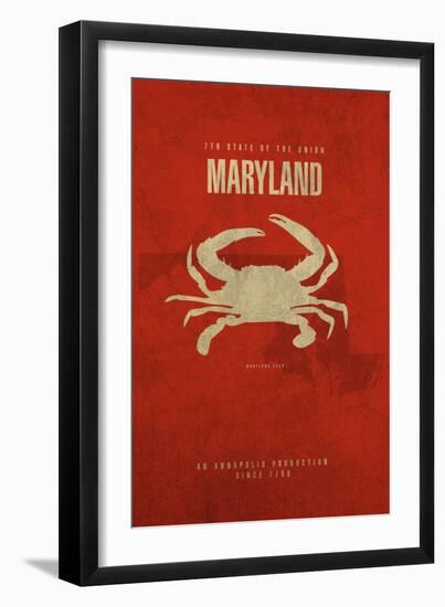 MD State Minimalist Posters-Red Atlas Designs-Framed Giclee Print