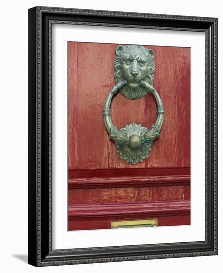 Mdina, A Lion's Head Door Knocker on a Door in the Medieval Walled City of Mdina, Malta-John Warburton-lee-Framed Photographic Print