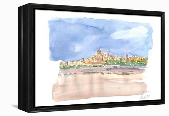 Mdina Malta View of City on Hill-M. Bleichner-Framed Stretched Canvas