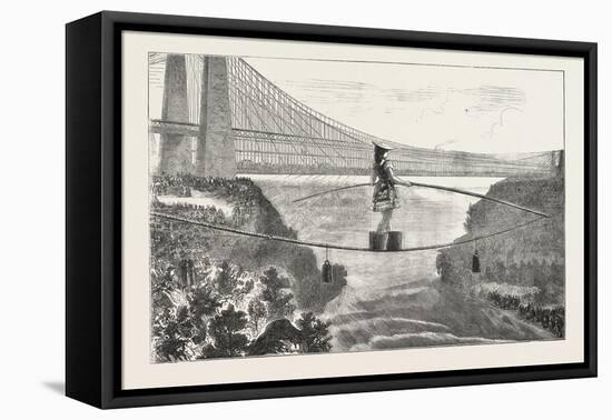 Mdlle. Spelterini Crossing the Niagara River on a Tight Rope-null-Framed Premier Image Canvas
