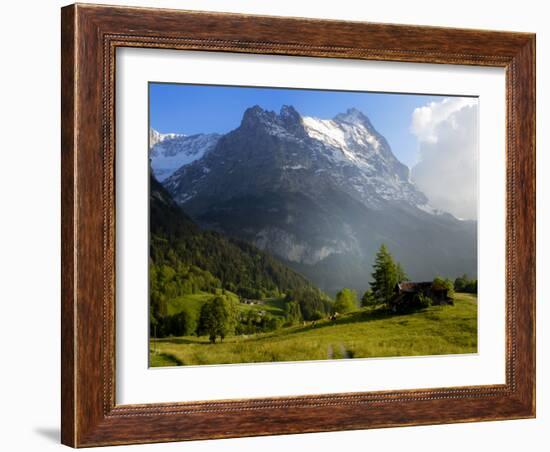 Meadow and Farm Building, Grindelwald, Bern, Switzerland, Europe-Richardson Peter-Framed Photographic Print