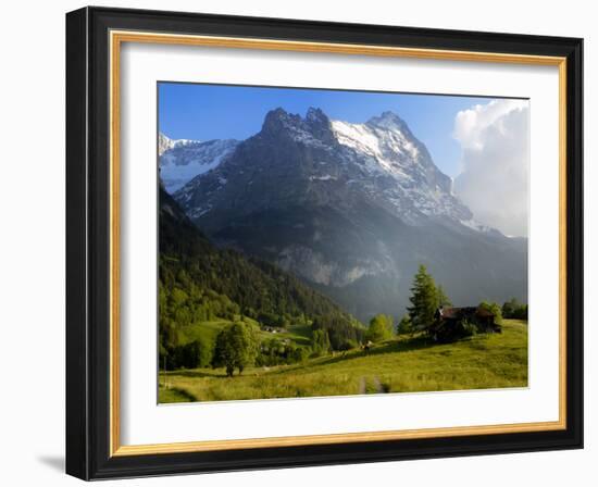 Meadow and Farm Building, Grindelwald, Bern, Switzerland, Europe-Richardson Peter-Framed Photographic Print