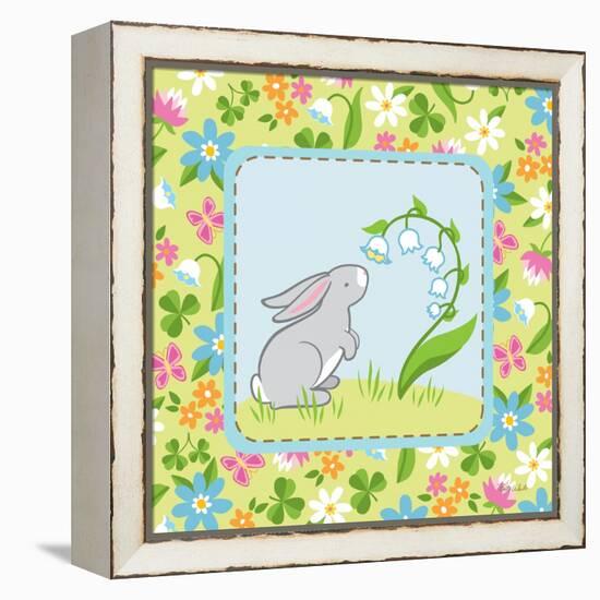 Meadow Bunny I-Betz White-Framed Stretched Canvas