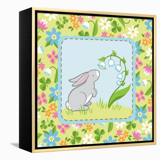 Meadow Bunny I-Betz White-Framed Stretched Canvas