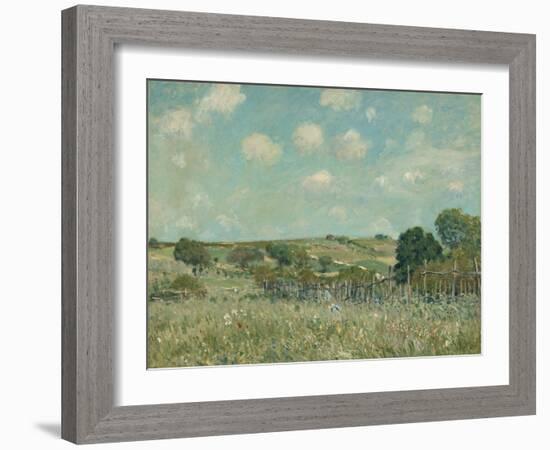 Meadow, by Alfred Sisley, 1875, French impressionist painting,-Alfred Sisley-Framed Art Print