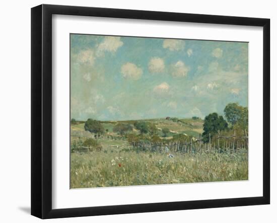 Meadow, by Alfred Sisley, 1875, French impressionist painting,-Alfred Sisley-Framed Art Print