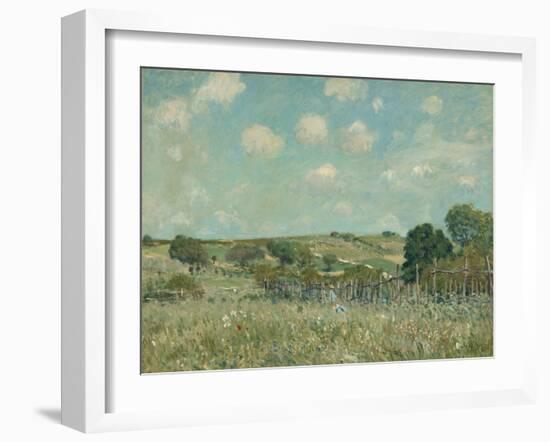 Meadow, by Alfred Sisley, 1875, French impressionist painting,-Alfred Sisley-Framed Art Print