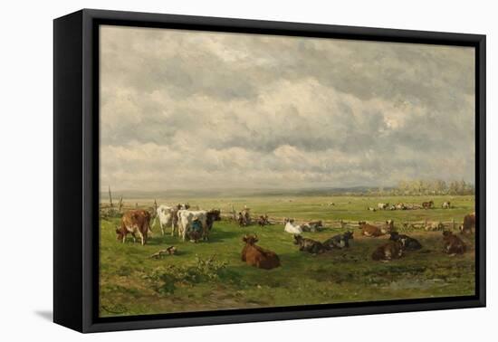 Meadow Landscape with Cattle, Willem Roelofs-Willem Roelofs-Framed Stretched Canvas