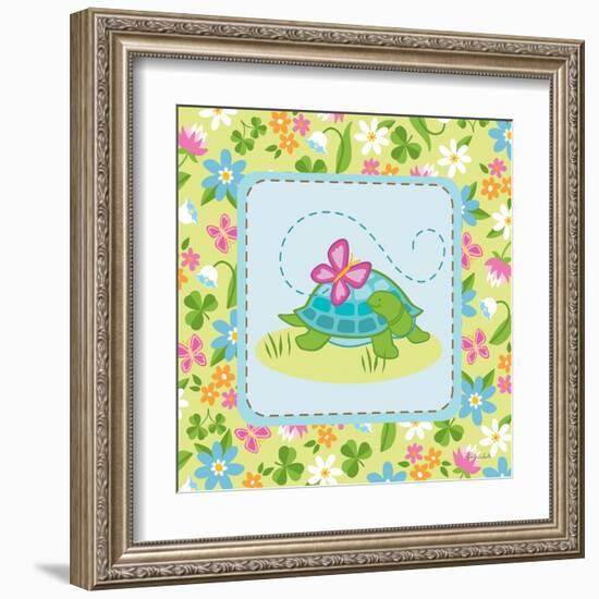 Meadow Turtle I-Betz White-Framed Art Print