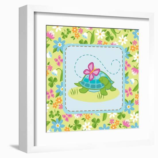 Meadow Turtle I-Betz White-Framed Art Print