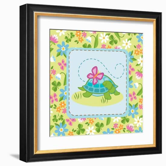 Meadow Turtle I-Betz White-Framed Art Print