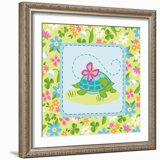 Meadow Turtle I-Betz White-Framed Art Print