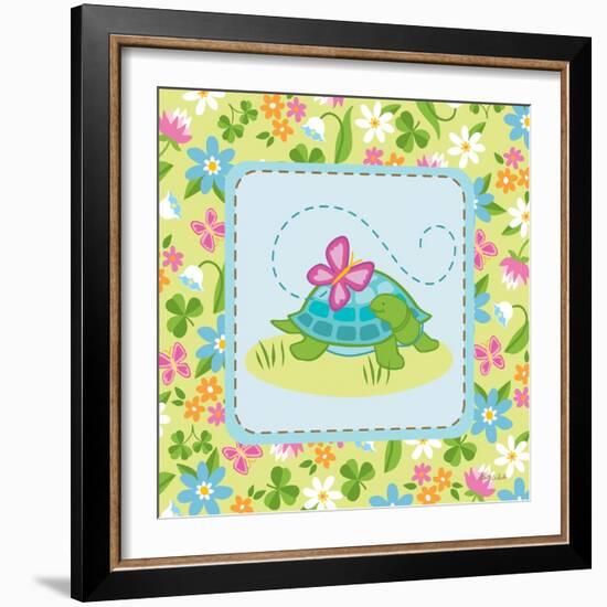 Meadow Turtle I-Betz White-Framed Art Print