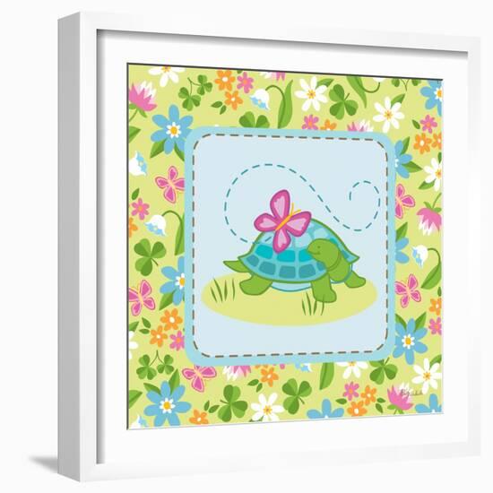 Meadow Turtle I-Betz White-Framed Art Print