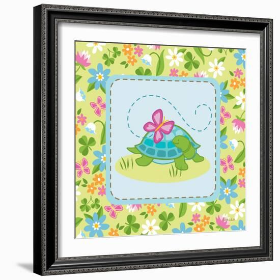 Meadow Turtle I-Betz White-Framed Art Print