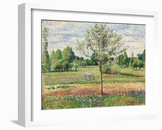 Meadow with Grey Horse, Eragny (Le Pré avec Cheval Gris, Eragny). 1893-Camille Pissarro-Framed Giclee Print
