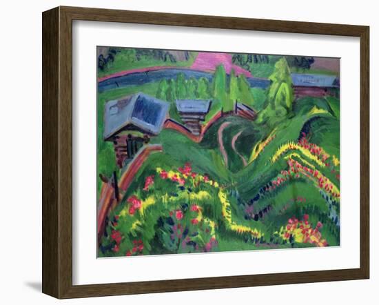 Meadows in Bloom, 1920 (Oil on Canvas)-Ernst Ludwig Kirchner-Framed Giclee Print