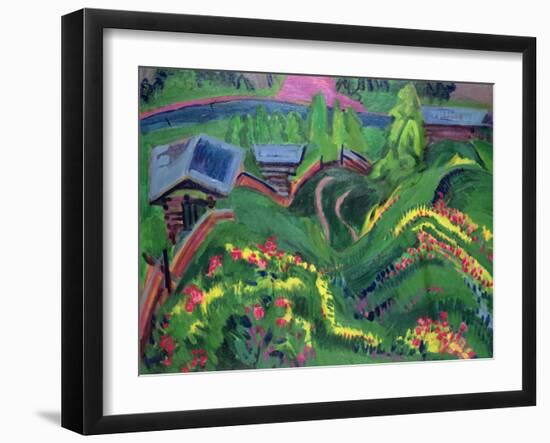 Meadows in Bloom, 1920 (Oil on Canvas)-Ernst Ludwig Kirchner-Framed Giclee Print