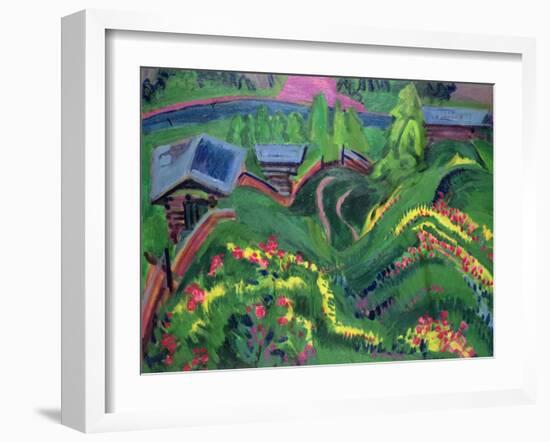 Meadows in Bloom, 1920 (Oil on Canvas)-Ernst Ludwig Kirchner-Framed Giclee Print